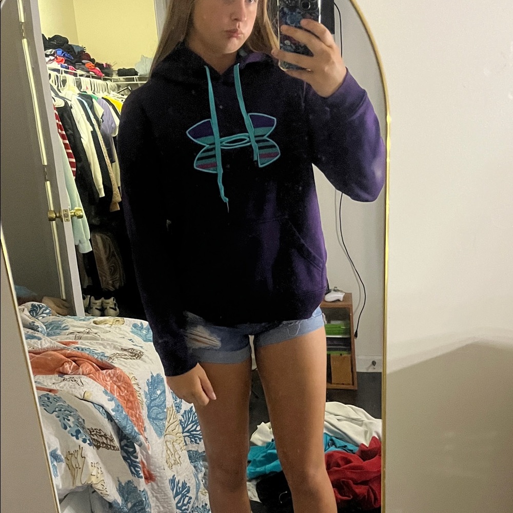 Under Armour Women's Dark Purple Hoodie with Teal Accents
